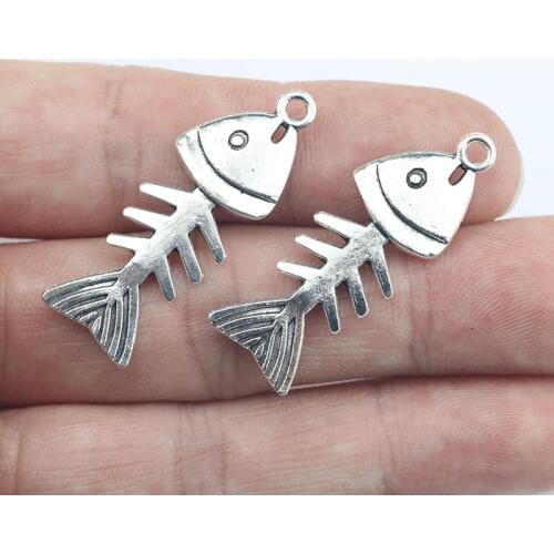 Newest 10Pieces 13*35mm Mixed Alloy Antique Silver Color Fish Bone Charms Necklace Pendant Accessory For DIY Jewelry Making
