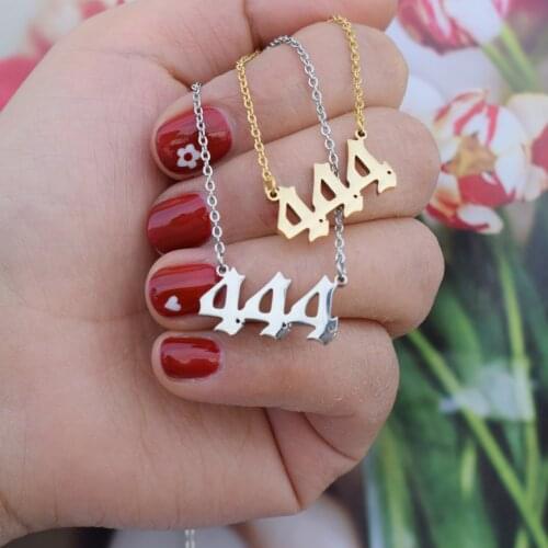 111 222 333 444 555 777 888 999 666 Devil Necklace Stainless Steel Angel Number Pendant Charms Minimalist Jewelry