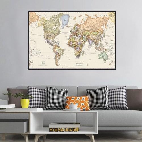 150x225cm Map of Past Politics Vintage Retro World Map Vinyl Unframed Wall Sticker for School Office Home Decor Supplies
