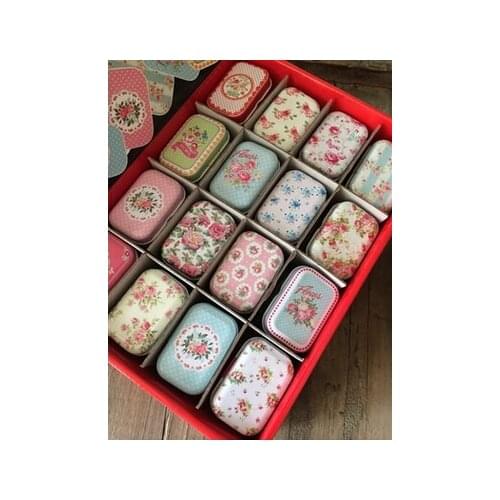 32 Piece/lot Vintage Cartoon Tin Box 5.5*4*2.5cm Candy Pill Chutty Mini Storage House Decoration Collectables Display