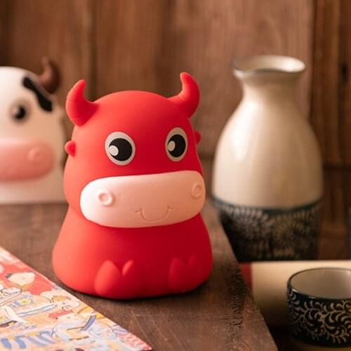 3D Cow Led Night Light Soft Silicone Colorful Lights Touchs Sensor For Home Bedroom Decoration JS22