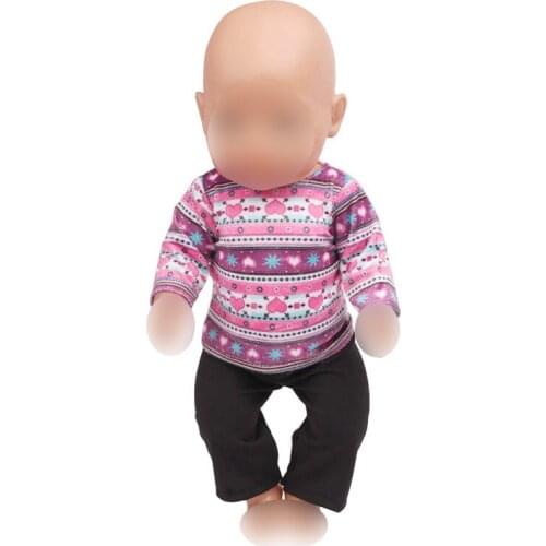 43 cm baby dolls clothes newborn Purple sweater set Baby toys dress fit American 18 inch Girls doll f362