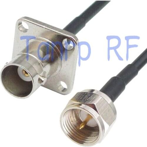 50CM Pigtail coaxial jumper cable RG174 extension cord 20in BNC female with 4 hole panel to F male plug RF connector adapter