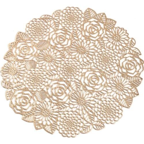 6PCS PVC Hot Stamping Placemat 38cm Round Coaster