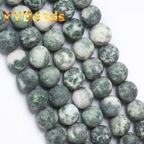Dull Polished Green Spot Stone Beads Natural Round Loose Charm Beads For Jewelry Making Supplies DIY Bracelet Accessories 4-12mm