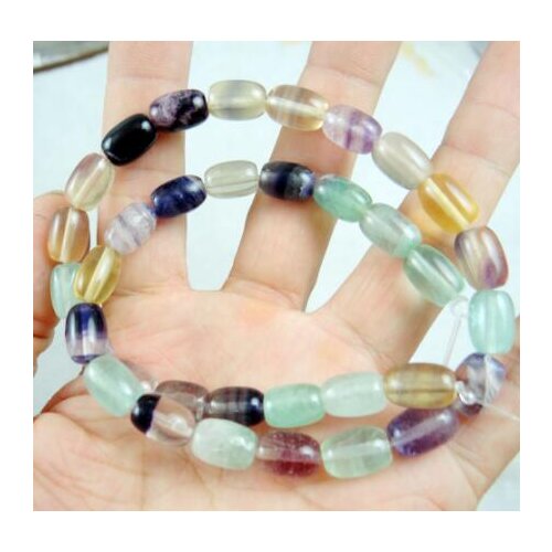 Natural Stone Beads oval beads Quartz Crystal fluorite charm pendant For DIY Necklace Jewelry Making Strand Accessories 15"