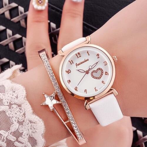 Women Fashion Quartz Watch Love Diamond Dial Luxury Women Watches Simple Leather Band Ladies Watch Female Clock Montre Femme F3