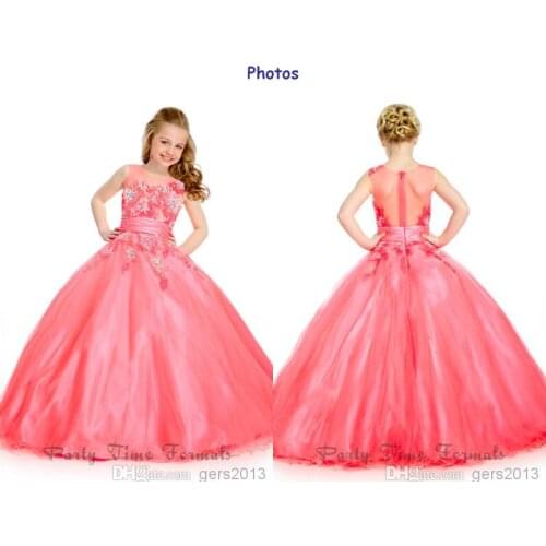 For girl kids green mint ball gown christmas pageant Communion gown beading red long Lovely Flower Girl Dresses