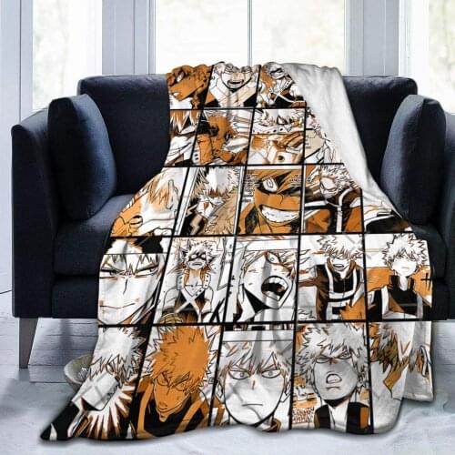 Anime My Hero Academia Collage Bakugo Katsuki Fleece Throw Blanket Air Conditioner Super Soft Plush Blanket for Bed Couch Sofa