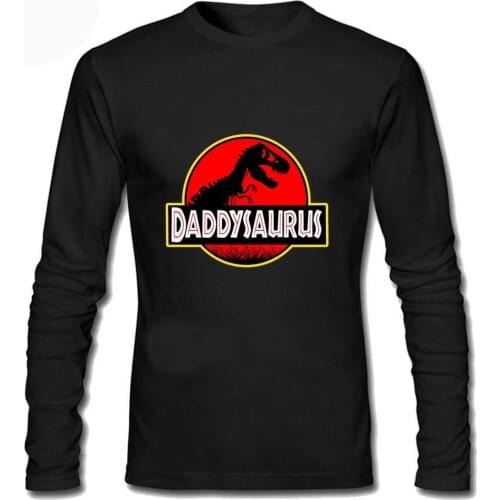Dinosaur Dad Saurus Fathers Day Gifts T Shirt Casual Funny Oversize Male Men T-shirt 100% Cotton Long Sleeve Male Clothing
