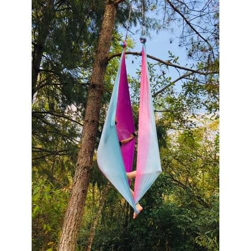 Prior Fitness Ombre Aerial Yoga Hammock Fabric Gradient Colors Silky Nylon Low Stretch For Aerial Yoga 5M long