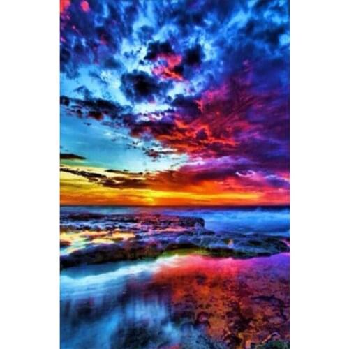Diamond Painting 5D DIY Mosaic Square Round Seaside Cloud Picture Cross Stitch Kit Diamond Painting Home Decoration Gift WG2422