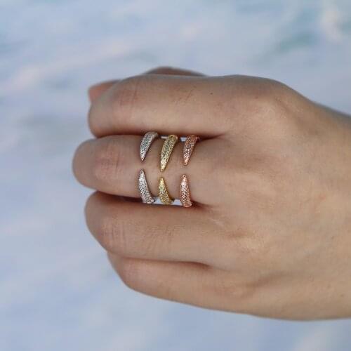 Simple cz ring high quality 3 colors stacking ring set fashion classic finger rings