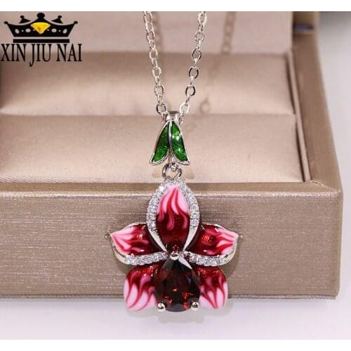2019 new hot sale Europe and America S925 silver wild fashion fashion flower drop inlaid zircon necklace set