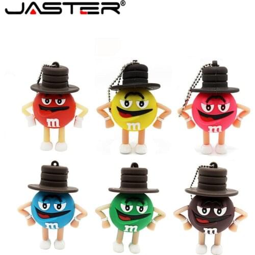 JASTER Wholesale cute MM bean models pendrive usb flash drive 4GB 8G 16GB 32GB 64GB USB 2.0 cartoon beans Memory Stick pendriver