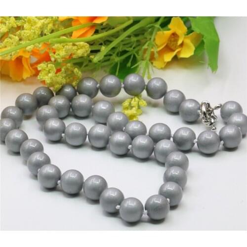 Casual/sporty Silvers Grey Paint Artificial Shell Imitation Pearl 8/10/12mm Round Beads Women Jewelry Necklace Chain 18inch Y770