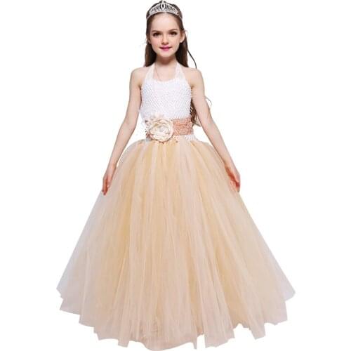 Baby Girl Lace Mesh Evening Dress Kids Lace Suspender Party Dress Toddlers Cotton Summer Dresses Champagne Flower Girl Dresses