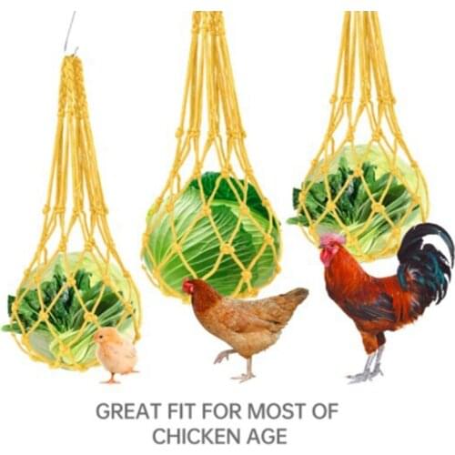 Chicken Vegetable Net Bag Fruit Treat Snack Holder Hanging Feeder Coop Feeding Tool for Hens Goose Duck Large Birds