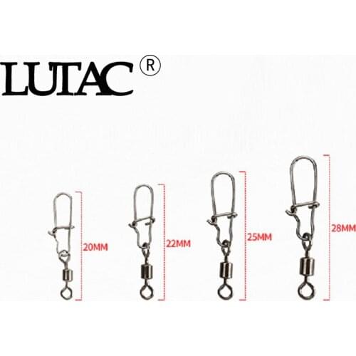 LUTAC 5 bags/Set Solid Fishing Accessories Fishing Connect Swivel with Safety Snap Ring for Black Nickle