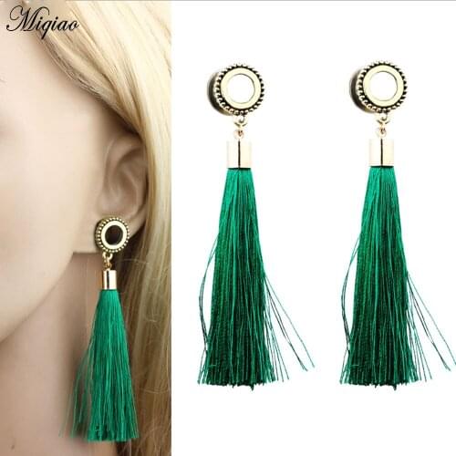 Miqiao 2pcs 6-20mm Gauges Earrings Stretcher Dangle Ear Plugs Tunnel Drop Tassel Women Men Body Piercing Jewelry