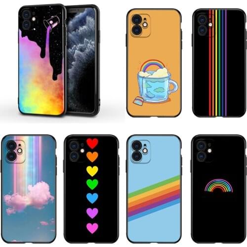 Fashion Rainbow Art For Apple iPhone 13 12 11 Mini XS XR X Pro MAX SE 2020 8 7 6 5 5S Plus Black Silicone Phone Case