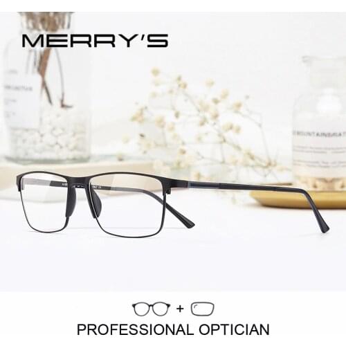 MERRYS DESIGN Men Prescription Glasses Square Myopia Prescription Eyeglasses Male Small Frames Optical Glasses S2037PG