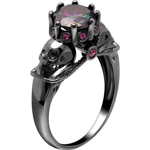 UFOORO MEN RING Unique design black gun skull ring fashion size 5-12# best boyfriends/girlfriends gift ring jewelry dropshipping