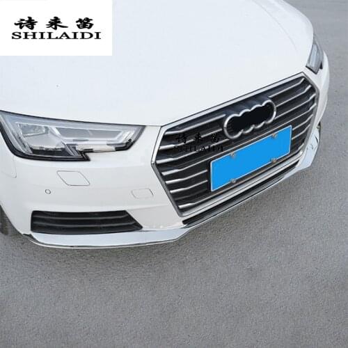Car Styling Front Bumper Lip Lower Trim Strips Stainless Steel For Audi A4 B9 Head Decoration Covers Stickers Auto accessories