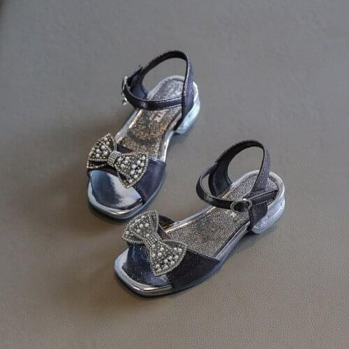 Children Sandals Shoes Girls Bow-Knot Hook & Loop Summer Princess Kid Party Fashion Beach Flat Toddler Baby