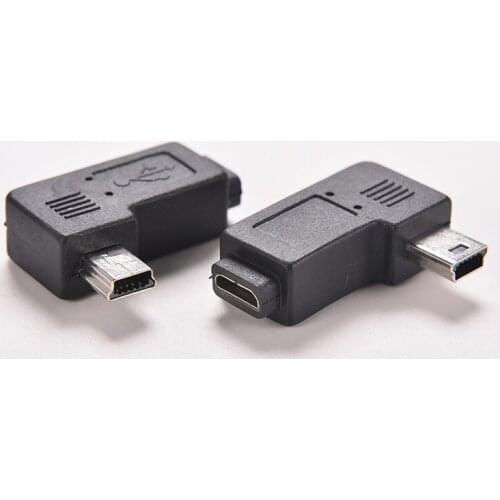 Data Mini USB Type A Male To Micro USB B Female 90 Degree Left Angle Adapter
