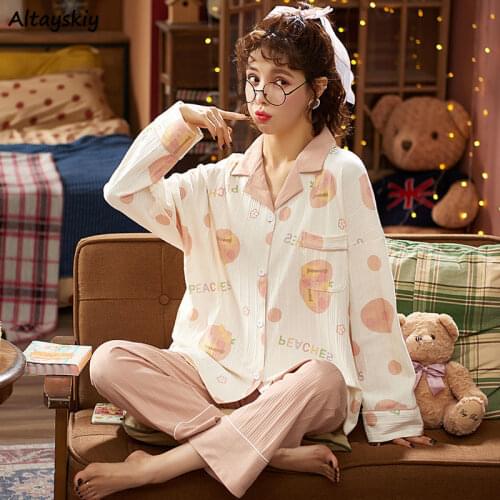 Pajama Sets Women Korean Style Spring Comfortable Ladies Kawaii Loose All-match Casual Mujer Large Size 3XL Homewear Ins Fashion