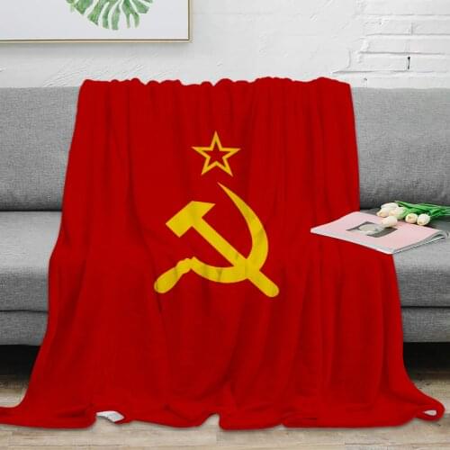 Flag of USSR Throw Blanket Warm Microfiber Blanket Best Sale Flannel Blanket For Beds Home Decor Wholesale