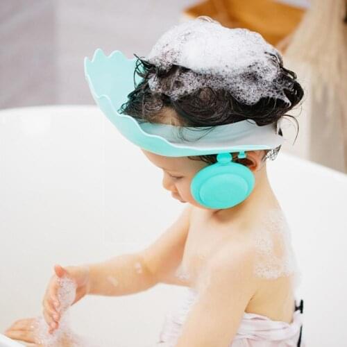Adjustable Baby Shower Caps Kids Waterproof Shampoo Eye Hair Hat Ear Visor Boys Bath Protection Wash Caps Girls R2F2