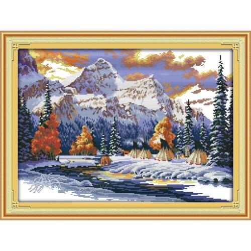 The Snow of winter Scenic Cotton Cross stitch kits Sets 11CT Accurate Printed Embroidery DIY Handmade Needlework Home Decor