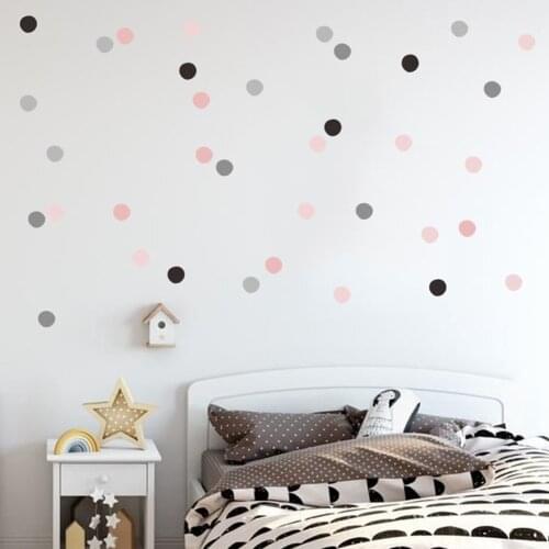 Gray Pink Colored Dots Wall Sticker Bedroom living room Wallpaper Home Decor Background Decoration kids room beautify Stickers