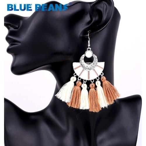 Tassel Earrings Luxury Women Fashion Geometric Dangle Boho Big Jewelry Vintage Accessories Drop Long Boho Red ethnic Statement