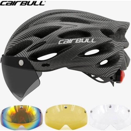 Cairbull Bicycle Helmet with Glasses Visor LED Light Mtb Helmets Integral Mountain Bicycle Helmets Casco Equipment 54-61cm