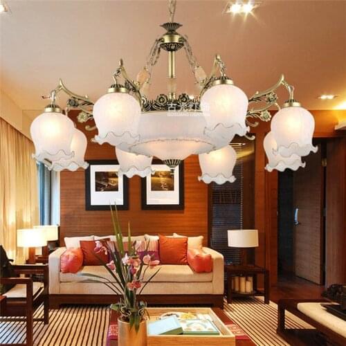 European style restaurant lamp bedroom ceiling American style living room chandelier iron art atmosphere crystal lighting ZX186