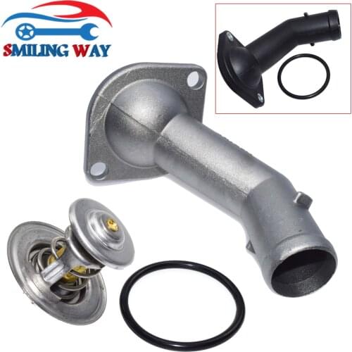 Coolant Thermostat + Housing Cover Flange Seal For VW Audi Seat Skoda Golf Polo Bora Passat New Beetle Caddy 44121113 06A121121C