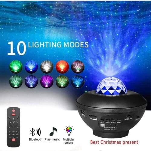 USB Galexy Night Light Projector Star Lamp LED Starry Sky Romantic Projection Blueteeth Speaker Ocean Wave Music Remote Control