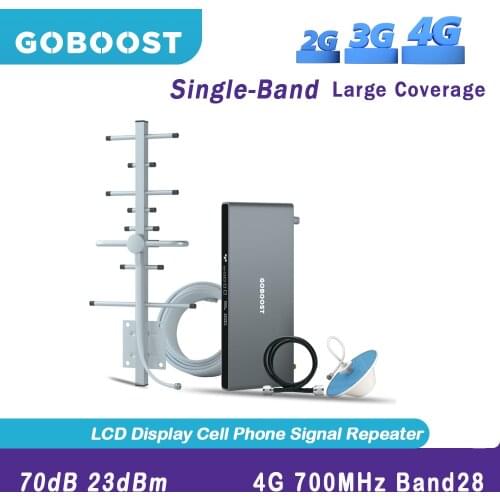 GOBOOST Mobile Cellular Repeater LTE 700MHz 4G Signal Amplifier B28 Signal Booster 3G 4G Antenna 70dB Network Booster A Full Kit