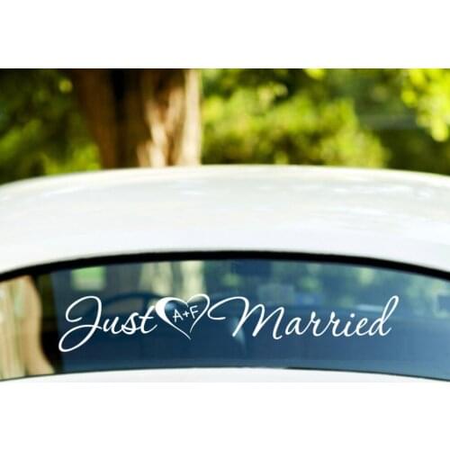 Just Married Heart And Initials Wedding Car Window Decal Personalized Initial Vinyl Wall Sticker Custom Wedding Decorate Z174