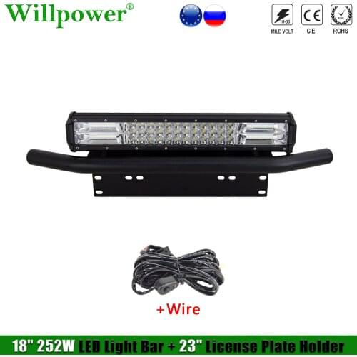 Offroad Car 252W 17" Fog Light Bar w/ License Plate Holder For Jeep JK 4x4 Truck Pickup SUV LED Work Light Mount Bracket Bullbar