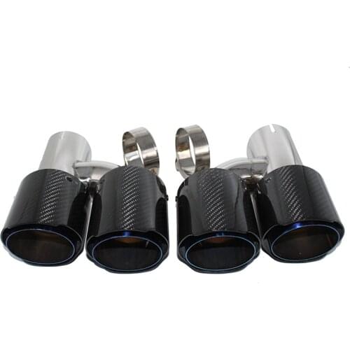 Exhaust pipe tail mouth H-shaped double-out nozzle carbon fiber twill grilled blue tail throat four-out tail throat silencer