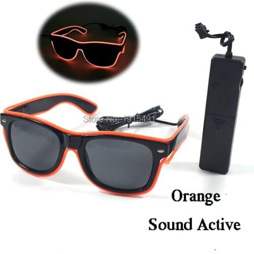 Brand Design 10 Colors Blinking Neon Led Light Eyewear Novelty Lighting EL wire Voice Activated Glasses for Concert Party Decor