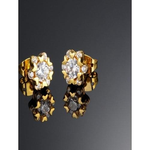 Geometric Jewellery Yellow Gold Filled Womens Round Love Stud Earrings