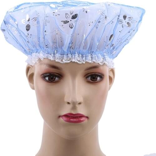 1pc New Fashion Kitchen Bathroom Hat Daily Necessities Bathtub Ladies Waterproof Elastic PVC Shower Cap Hot Sale Hat