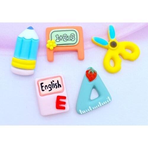 10/20Pcs New Resin Cute Mini Stationery Series Flatback Cabochon Scrapbooking Hair Bow Center Embellishments DIY Accessories K81