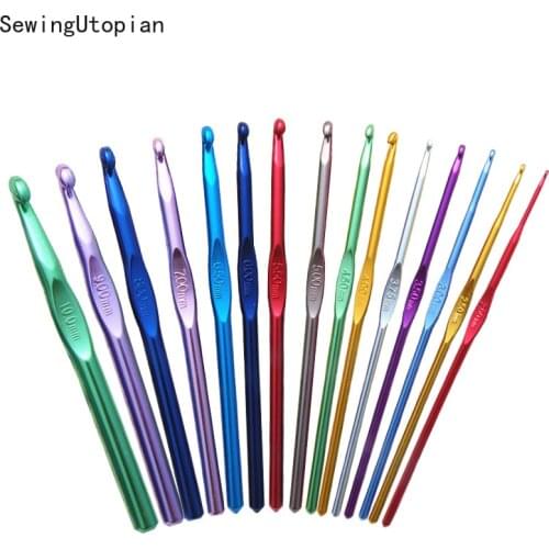15cm Metal Aluminum Crochet Hooks Sewing Needles Knitting Needles Crochet Hook Sweater Weaving Tools 2-10mm Knitting Needles