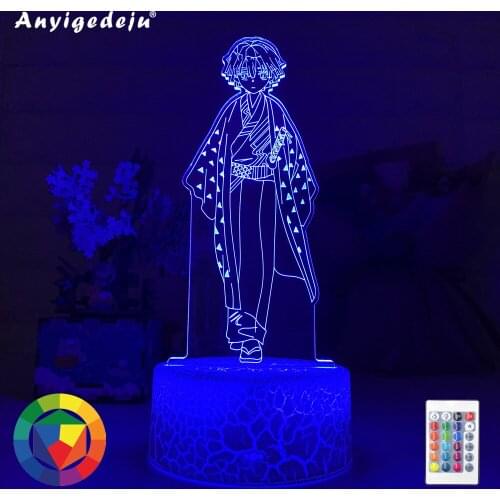 2021 Newest Agatsuma Zenitsu Figure 3d Night Lamp for Child Bedroom Decor Nightlight Kids Led Night Light Demon Slayer Gifts